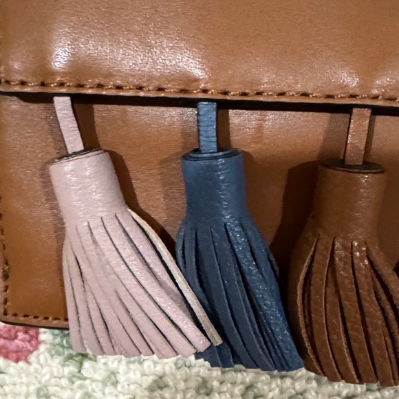 Rebecca Minkoff Brown Leather Crossbody Bag with Multicolor Tassels - Picture 9 of 10